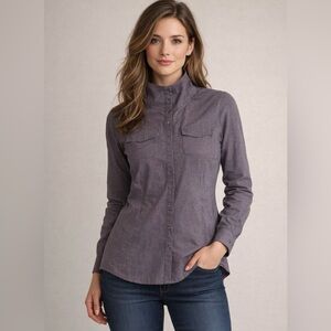 Duluth Trading Women's 2XL Purple Stretch Relaxed Long Sleeve Snap Down NWT